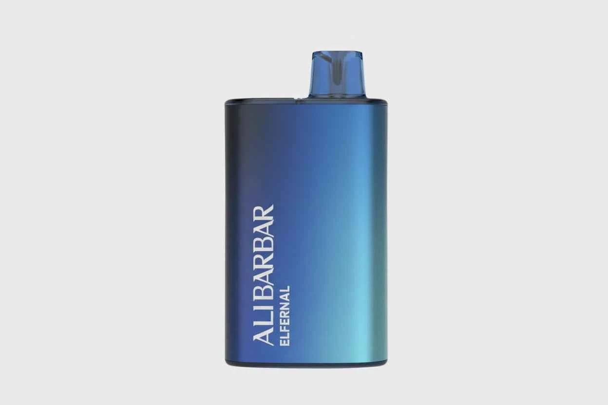 Blue gradient Ali Barbar Elf Ernal disposable vape device on white background
