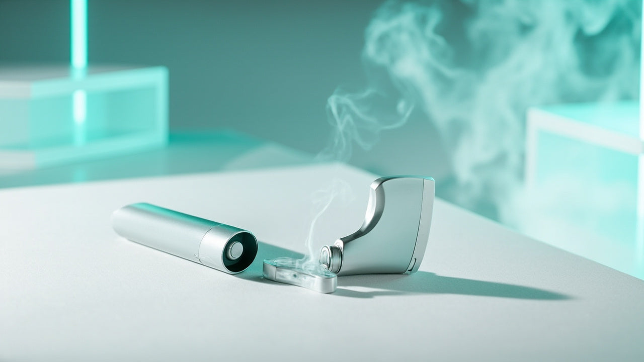 sleek disposable vapes on clean surface with soft light and subtle vapor