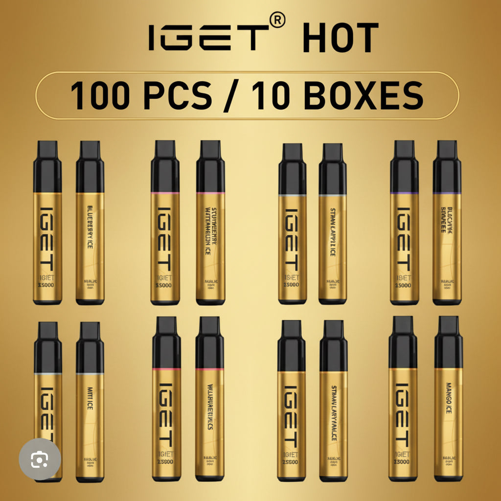 IGET Hot Disposable Vape – 10 Boxes (100 Pcs Bulk Pack)